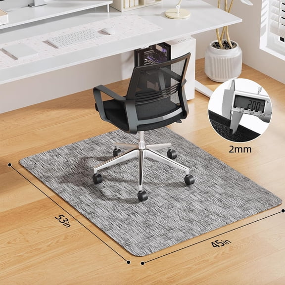 Office Chair Mat for Hardwood Floor,45" x 53" Under Computer Desk Floor Protects for Rolling Chair,Non Slip PVC Woven Gaming Chair Mat,Not for Carpet (Lightgrey, 45" x 53")