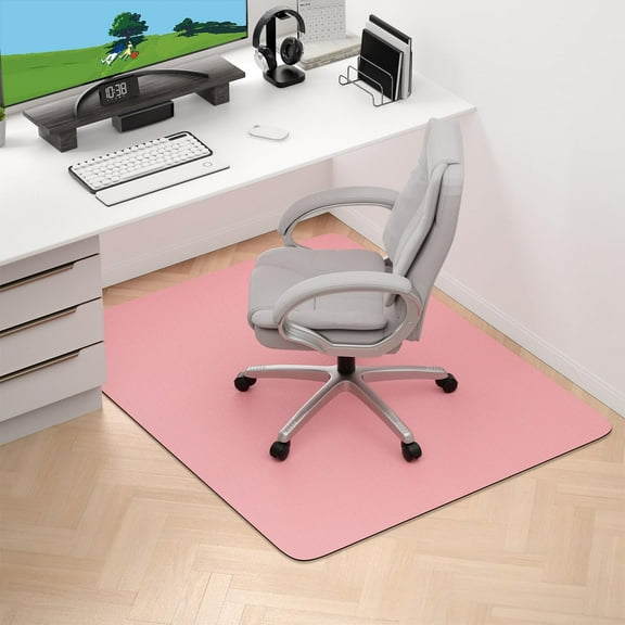 Office Chair Mat for Hardwood Floor, 45" x 53" Large Anti-Slip Computer Chair Mat, Heavy Duty Wood & Tile Floor Protector, PVC Desk Rug for Office Home, Pink