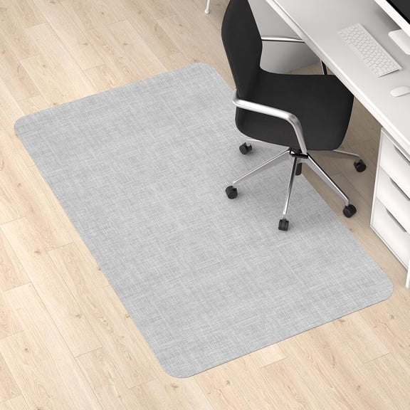 Office Chair Mat for Hardwood Floor, 47.2"x 60" Desk Computer Chair Mat for Hard Wood and Tile Floor, Large Anti-Slip Hard Floor Protector Rolling Chair Mat, PVC Mat Desk Rug Light Grey