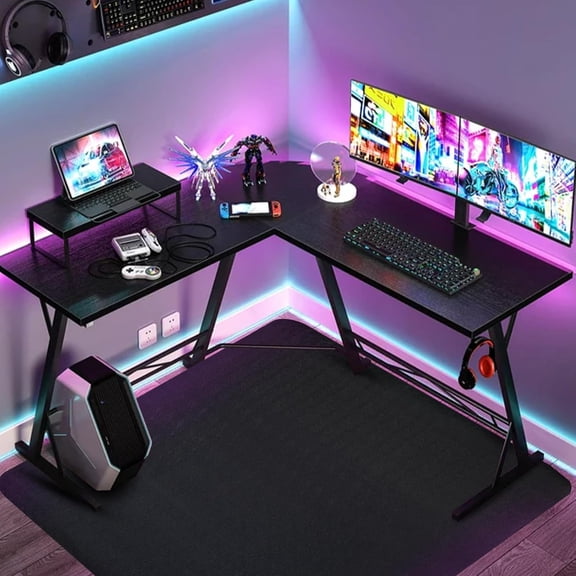 Office Chair Mat for Hardwood Floor: 63" x 51" Extra Large Black Office Chair Mats, Anti-Slip Rubber Floor Mat for Gaming Rolling Chair, Heavy Duty Sturdy Floor Protector Mat Under L Computer Desk