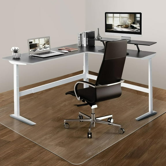 Office Chair Mat for Hardwood Floor: 63"x 51" Extra Large Floor Mat for Rolling Chair and Computer Desk, Clear Chair Mat Heavy Duty Plastic Protector for L Desk, Home, Gaming Easy Glide