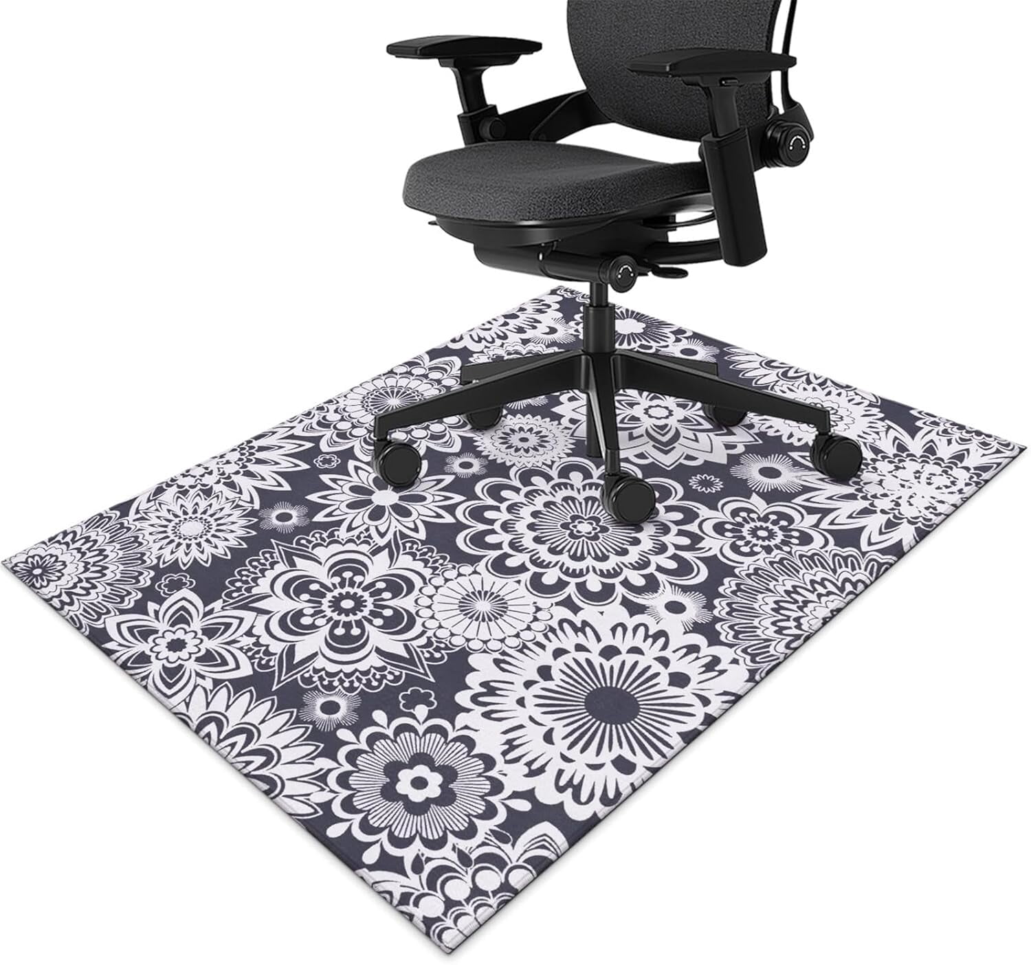 Kof Computer Mat Office Chair Mat for Hardwood Floor Floral Mandala 36
