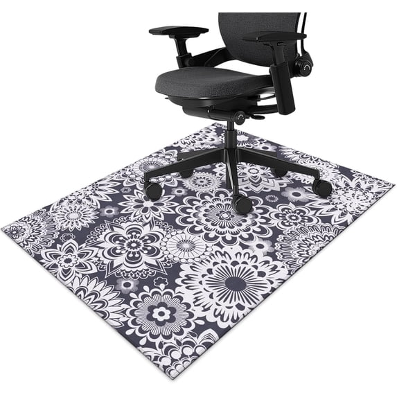 Office Chair Mat for Hardwood Floor Floral Mandala 36"x48" Computer Gaming Chair Mat Anti-Slip Rugs Floor Protector for Rolling Chairs Under Desk Rug for Home