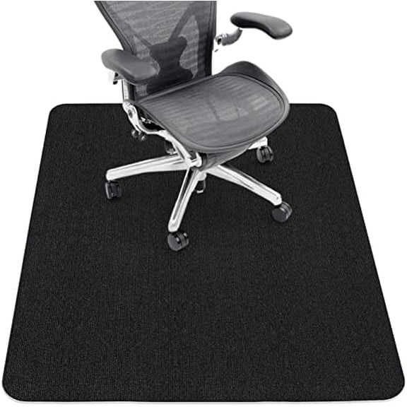 Office Chair Mat for Hardwood Floor,Office Computer Gaming Chair Mat for Tile Floor,Large Floor Protector Rug,Anti-Slip,Easy to Clean,Pure Black(48"x36")