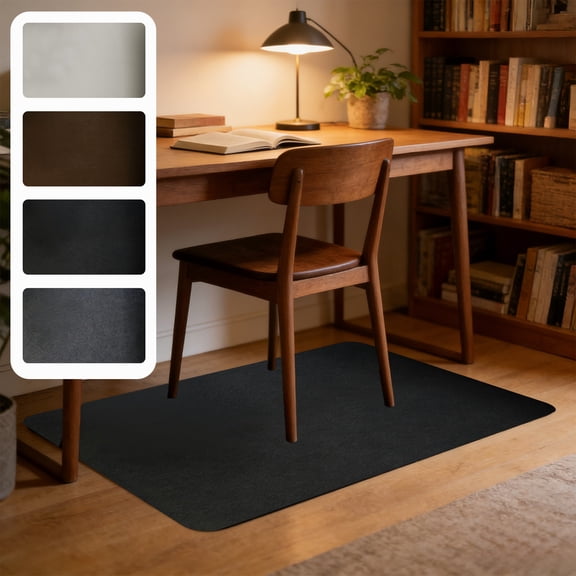 Office Chair Mat for Hardwood Floors | Non Slide Heavy Duty Desk Rug | Polyester, 35.43x47.24 in | Silent Rolling, Anti-Slip Backing, Brown/Black/Gray/White | Protects Wood & Tile, Low Profile, Easy