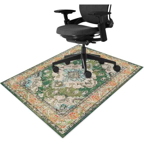 Office Chair Mat for Hardwood & Tile Floor 36"x48",Boho Monaco Computer Chair Mat for Rolling Chairs Carpet,Bohemian Medallion Under Desk Non Slip Gaming Rug Rubber Backing Large Protector Mat