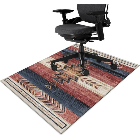 Office Chair Mat for Hardwood & Tile Floor 36"x48",Classic Southwestern Medallion Computer Chair Mat for Rolling Chairs Carpet,Western Aztec Under Desk Non Slip Gaming Rug Rubber Backing Protector Mat