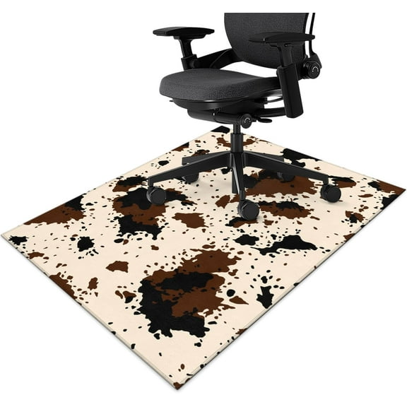 Office Chair Mat for Hardwood & Tile Floor 36"x48",Cow Print Computer Chair Mat for Rolling Chairs Carpet,Southwest Western Faux Cowhide Under Desk Non Slip Gaming Rug Rubber Backing Protector Mat