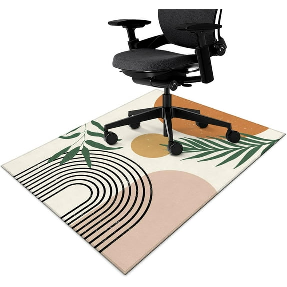Office Chair Mat for Hardwood & Tile Floor,Boho Abstract Leaves 60"x48" Computer Chair Mat for Rolling Chairs Carpet, Under Desk Non Slip Gaming Rug, Low-Pile Rubber Backing Large Protector Mat