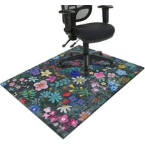 Office Chair Mat for Hardwood & Tile Floor,Boho Floral 36"x48" Computer Chair Mat for Rolling Chairs Carpet,Under Desk Non Slip Gaming Rug,Low-Pile Rubber Backing Large Protector Mat(Cyanblue)