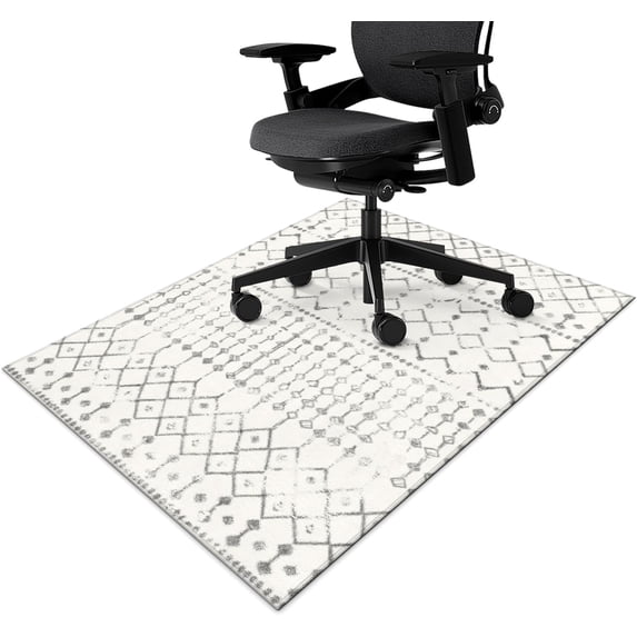 Office Chair Mat for Hardwood & Tile Floor,Boho Moroccan 48"x36" Low-Pile Computer Chair Mat for Rolling Chairs Carpet, Under Desk Non Slip Gaming Rug,Rubber Backing Large Protector Mat