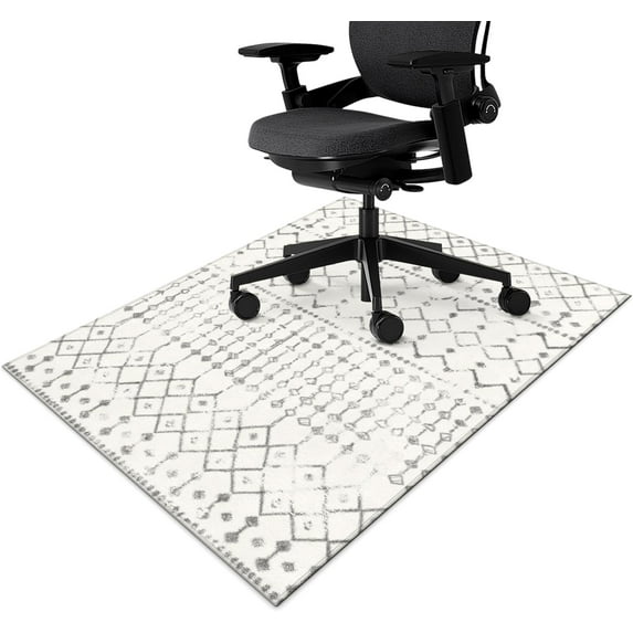 Office Chair Mat for Hardwood & Tile Floor,Boho Moroccan 60"x48" Computer Chair Mat for Rolling Chairs Carpet, Under Desk Non Slip Gaming Rug, Low-Pile Rubber Backing Large Protector Mat