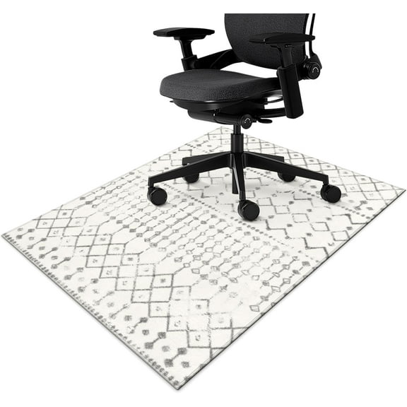 Office Chair Mat for Hardwood & Tile Floor,Boho Moroccan 60"x48" Computer Chair Mat for Rolling Chairs Carpet, Under Desk Non Slip Gaming Rug, Low-Pile Rubber Backing Large Protector Mat