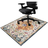 Office Chair Mat for Hardwood & Tile Floor,Boho Vintage 36"x48" Computer Chair Mat for Rolling Chairs Carpet, Under Desk Non Slip Gaming Rug, Low-Pile Rubber Backing Large Protector Mat