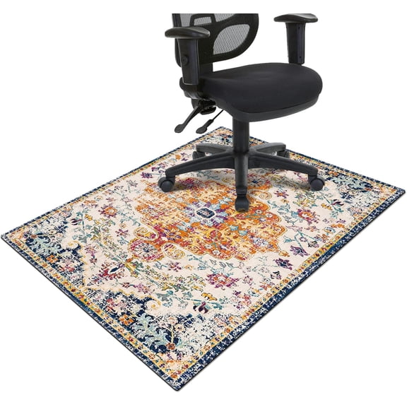 Office Chair Mat for Hardwood & Tile Floor,Boho Vintage 36"x48" Computer Chair Mat for Rolling Chairs Carpet,Under Desk Non Slip Gaming Rug,Low-Pile Rubber Backing Large Protector Mat (Lavender)