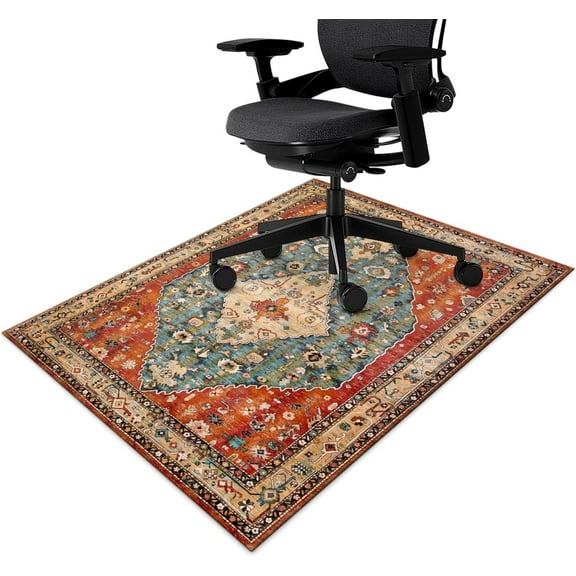 Office Chair Mat for Hardwood & Tile Floor,Boho Vintage Tribal 60"x48" Computer Chair Mat for Rolling Chairs Carpet, Under Desk Non Slip Gaming Rug, Low-Pile Rubber Backing Large Protector Mat