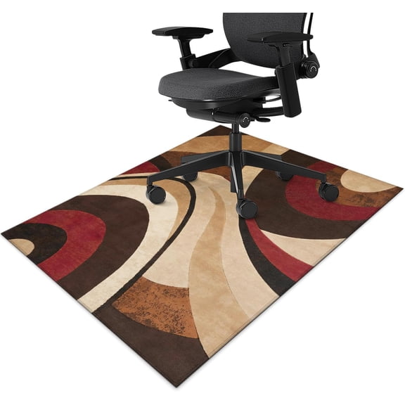 Office Chair Mat for Hardwood & Tile Floor,Modern Brown Abstract 36"x48" Computer Chair Mat for Rolling Chairs Carpet,Under Desk Non Slip Gaming Rug,Low-Pile Rubber Backing Large Protector Mat