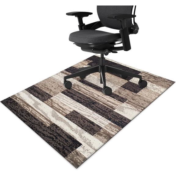 Office Chair Mat for Hardwood & Tile Floor,Modern Chocolate Distressed 36"x48" Computer Chair Mat for Rolling Chairs Carpet,Under Desk Non Slip Gaming Rug,Low-Pile Rubber Backing Large Protector Mat