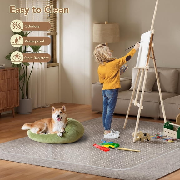 Office Chair Mat for Low Pile Carpet with Lip, 48" x 60" Clear Plastic Floor Protector, Heavy Duty Desk Chair Mat for Rolling Chairs, Smooth Glide Computer Mat for Home Office