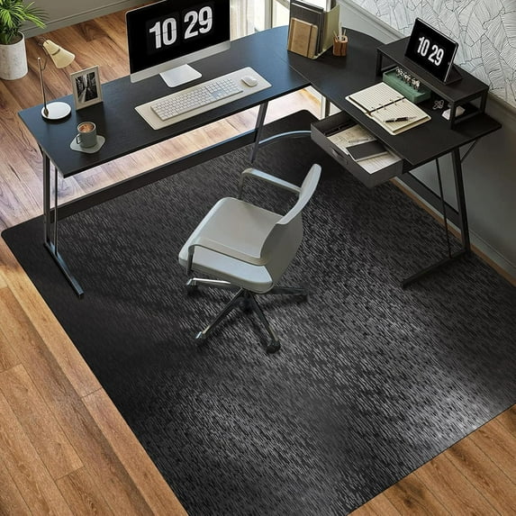 Office Chair Mat, 50" x 65" Large Chair Mat for Hard Floor, Vinyl Chair Mat for Gaming Chairs, Slip Resistant Floor Protector Rolling Computer Desk Mat for Hardwood Floor, Black