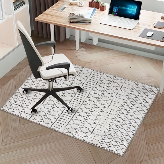 Office Chair Mat for Hardwood Floor, 35" x 47", Non-Slip Desk Chair Mat, Cream Geometry