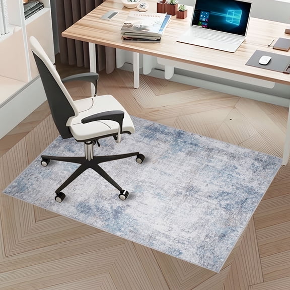 Office Chair Mat for Hardwood Floor, 35" x 47", Non-Slip Desk Chair Mat, Gray Blue Abstract