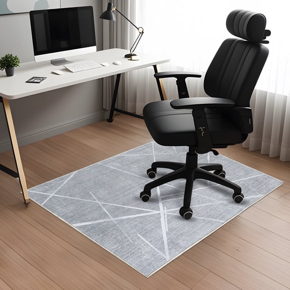 Office Chair Mat for Hardwood Floor, 35" x 47", Non-Slip Desk Chair Mat, Gray Line
