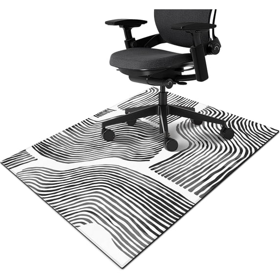 Office Chair Mat for Hardwood & Tile Floor 36"x48",Modern Boho Abstract Black Computer Chair Mat for Rolling Chairs