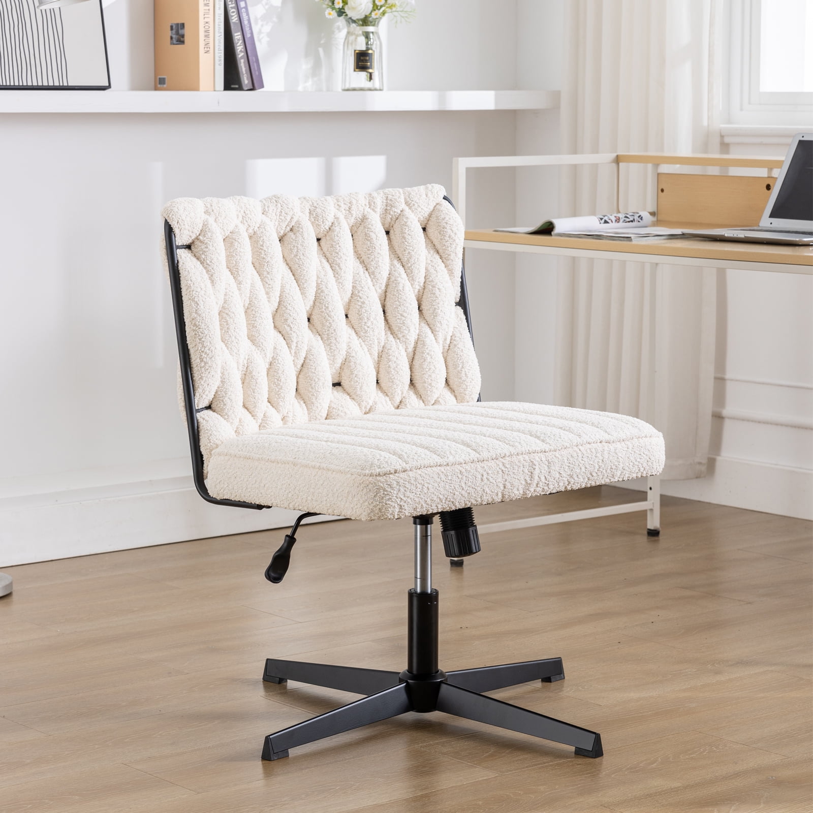 Office Chair No Wheels, Swivel Adjustable Home Office Desk Chairs Cross