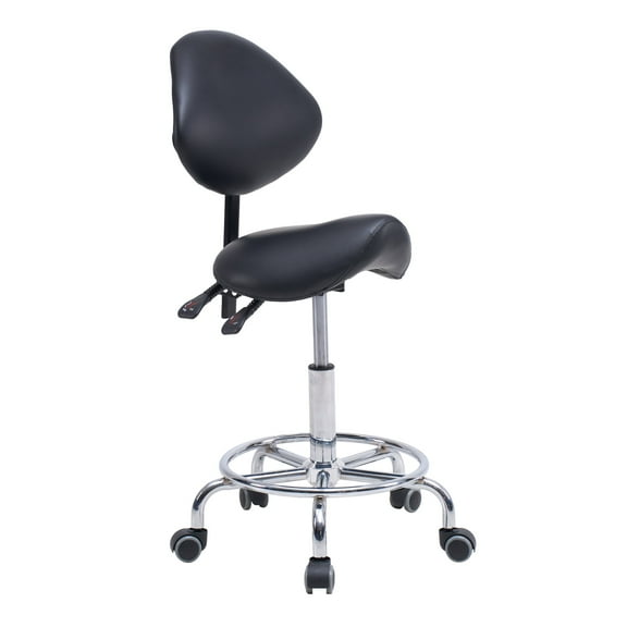 Office Chair Saddle Stool Chair with Backrest Swivel Hydraulic Ergonomic Tilt Seat Chair with Wheels Footrest for Medical Hospital Clinic Dental-Black,Ergonomic Office Chair