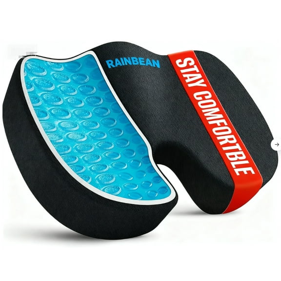 RAINBEAN Doctor Recommended Premium Gel & Memory Foam Seat Cushion, Ergonomic Office Desk Accessories, For Office Chairs & Car (Black)