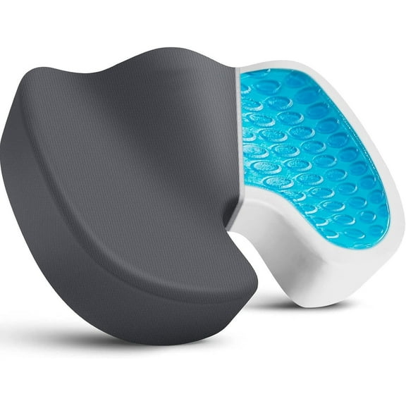 Office Chair Seat Cushion, Cooling Gel Enhanced Memory Foam Cushion for Long Sitting - Back, Sciatica, Coccyx, Tailbone Pain Relief Pillow - for Office, Gaming, Car, Wheelchair - Grey, Large