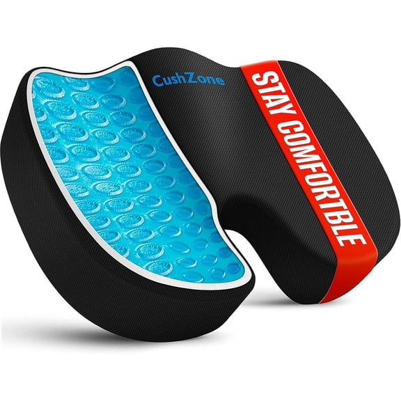 Office Chair Seat Cushion, Cooling Gel Enhanced Memory Foam Cushion for Long Sitting - Back, Sciatica, Coccyx, Tailbone Pain Relief Pillow Office, Gaming, Car, Wheelchair Black, Large