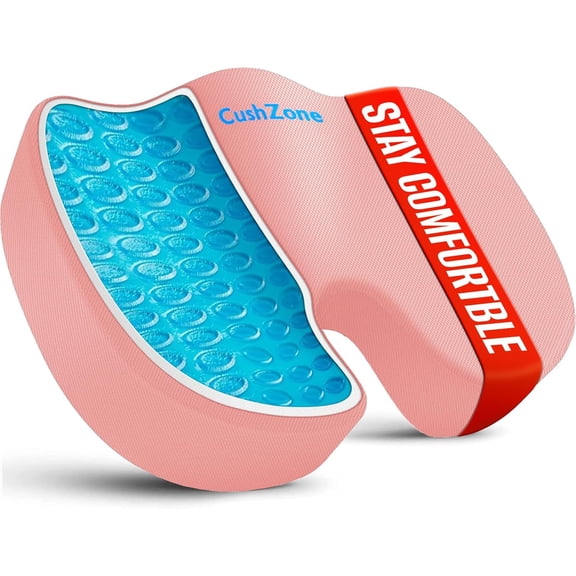 Office Chair Seat Cushion, Cooling Gel Enhanced Memory Foam Cushion for Long Sitting - Back, Sciatica, Coccyx, Tailbone Pain Relief Pillow - for Office, Gaming, Car, Wheelchair - Black, Large