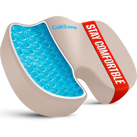 Office Chair Seat Cushion, Cooling Gel Enhanced Memory Foam Cushion for Long Sitting - Back, Sciatica, Coccyx, Tailbone Pain Relief Pillow - for Office, Gaming, Car, Wheelchair - Black, Large