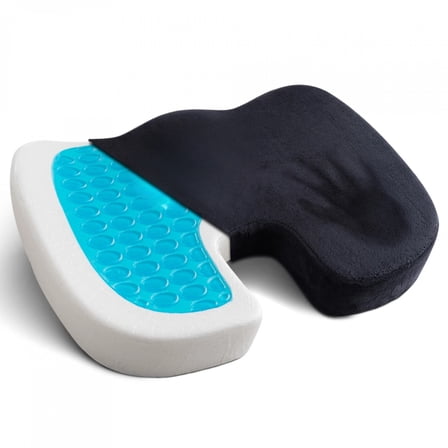 Office Chair Seat Cushion - Gel Memory Foam Cooling Breathable, Tailbone/Back/Sciatica Pain Relief, Versatile for Office, Driving, Gaming, Travel, Ideal Back to School/Graduation/Halloween Gifts