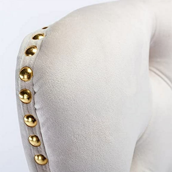 Office Chair Velvet Upholstered Tufted Button Chair with Golden Metal Base Adjustable Desk Chair Swivel Office Chair for Kitchen Living Room