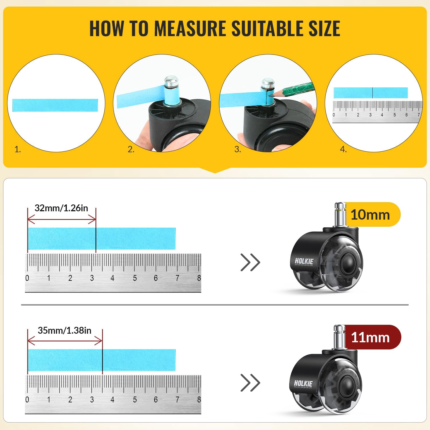 Office Chair Wheels  Dual Rubber 2 Inch  Smooth Quiet Rolling Casters  Fit for Hardwood Floors Carpet Computer Gaming