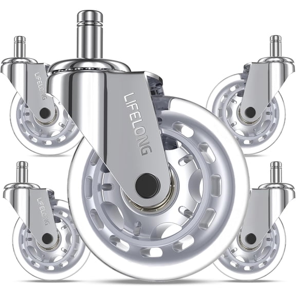 Office Chair Wheels Replacement Rubber Chair Casters for Hardwood Floors and Carpet, Heavy Duty Casters for Chairs to Replace Office Chair Mats - Fits 98%