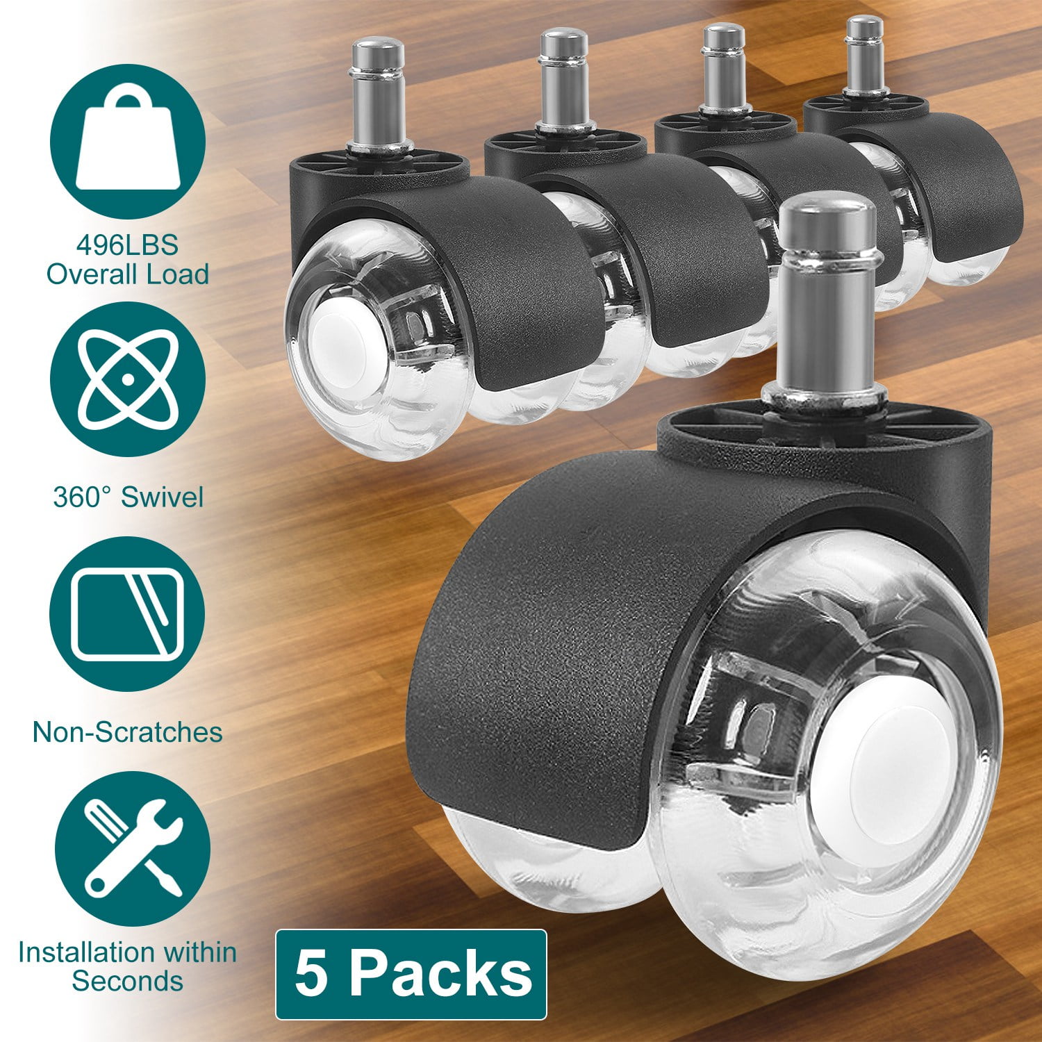 Office Chair Wheels Replacement iMounTEK Set of 5 Heavy Duty