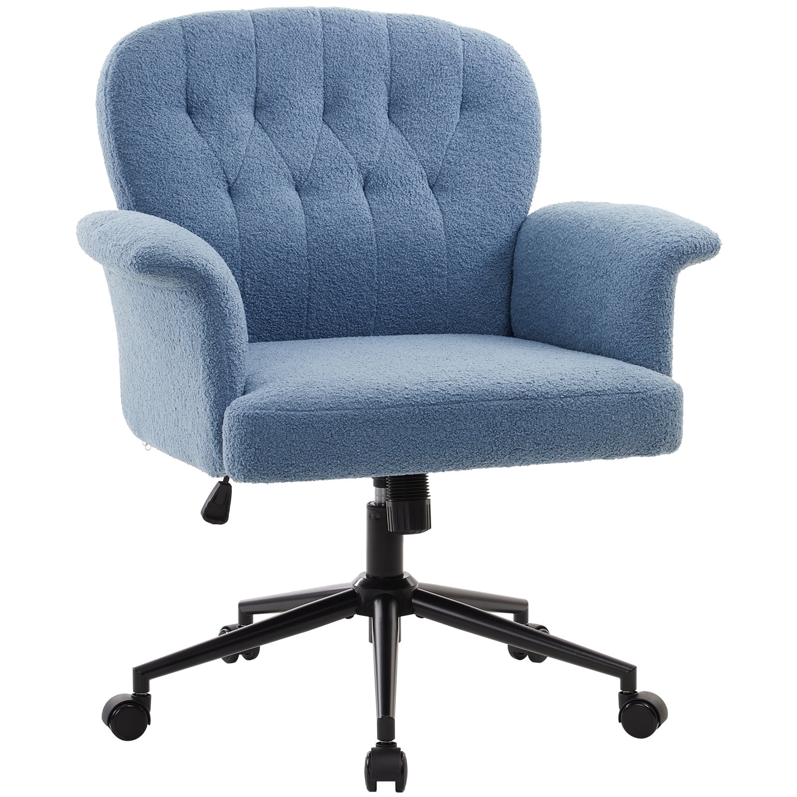 Office Chair for Home, Vanity Chair, Ergonomic Upholstered Modern Makeup Chairs with Wheels, Adjustable Height, for Bedroom, Living Room