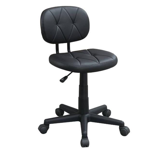 Executive Swivel Armless Black Leather Office Chair with Plastic Base