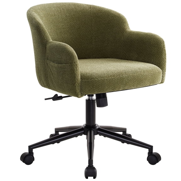 Office Chair with Wheels and Arms, Height Adjustable Ergonomic Swivel Chair, Comfy Chenille Vanity Chair for Home Office, Bedroom, Living Room Makeup