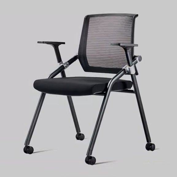 Office Chairs Ergonomic, Student Chair with Arm,Mesh Folding Computer Desk Chair Mid Back Support,Training Chair with Wheels,Soft Seat Cushion