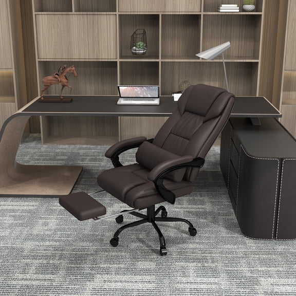 Office Chairs High Back Vibration Massage Office Chair with 6 Points, Hight Adjustable Computer Desk Chair, Reclining Office Chair with Retractable Footrest and Remote, Brown,Mesh Office Chairs