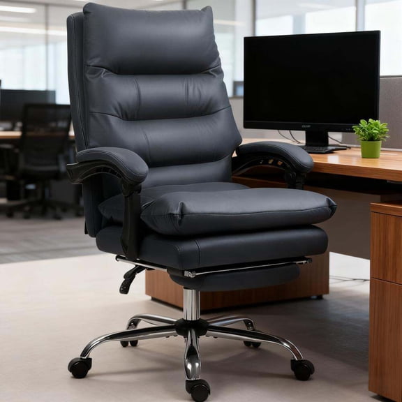 Office Chairs Microfibre Massage Office Chair, Heated Reclining Chair with Footrest, Dark Gray,Mesh Office Chairs