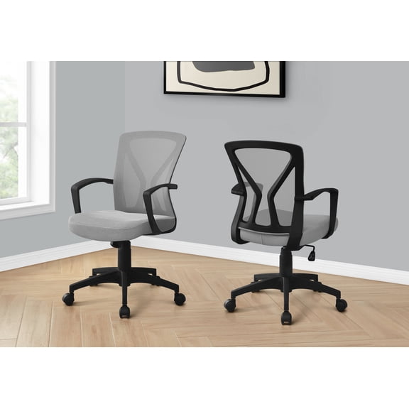 Office Chairs Office Chair, Adjustable Height, Swivel, Ergonomic, Armrests, Computer Desk, Work, Grey Mesh, Black Metal, Contemporary, Modern,Ergonomic Office Chairs