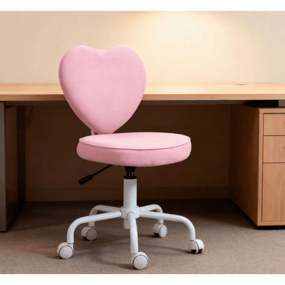 Office Chairs Pink Heart-Shaped Office Chair, Adjustable Swivel Chair for Bedroom & Vanity, Cute & Comfy Style,Mesh Office Chairs