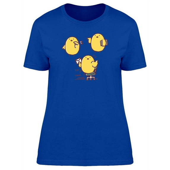 Office Chicken Poses Cartoon T-Shirt Women -Image by Shutterstock, Female Small