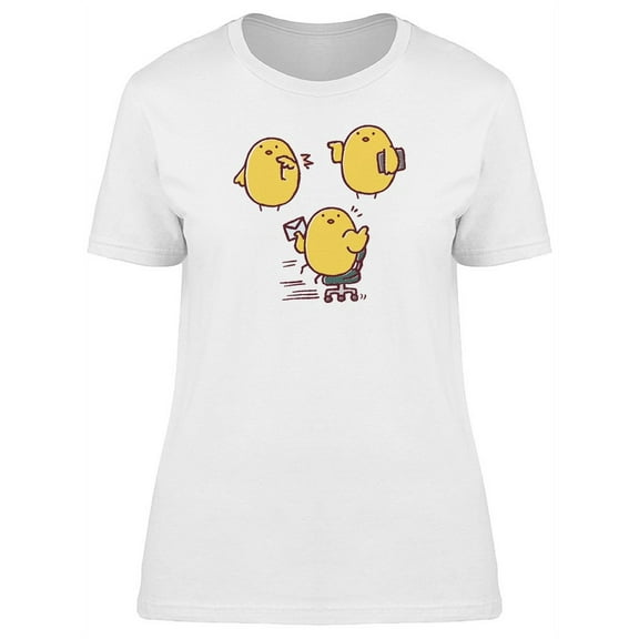 Office Chicken Poses Cartoon T-Shirt Women -Image by Shutterstock, Female Small